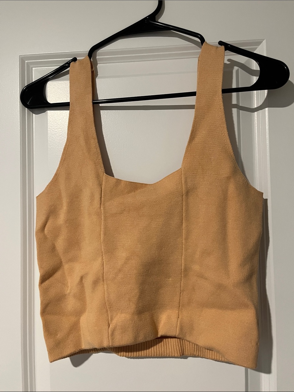 Abercrombie & Fitch Camel Knit Square-Neck Crop Tank